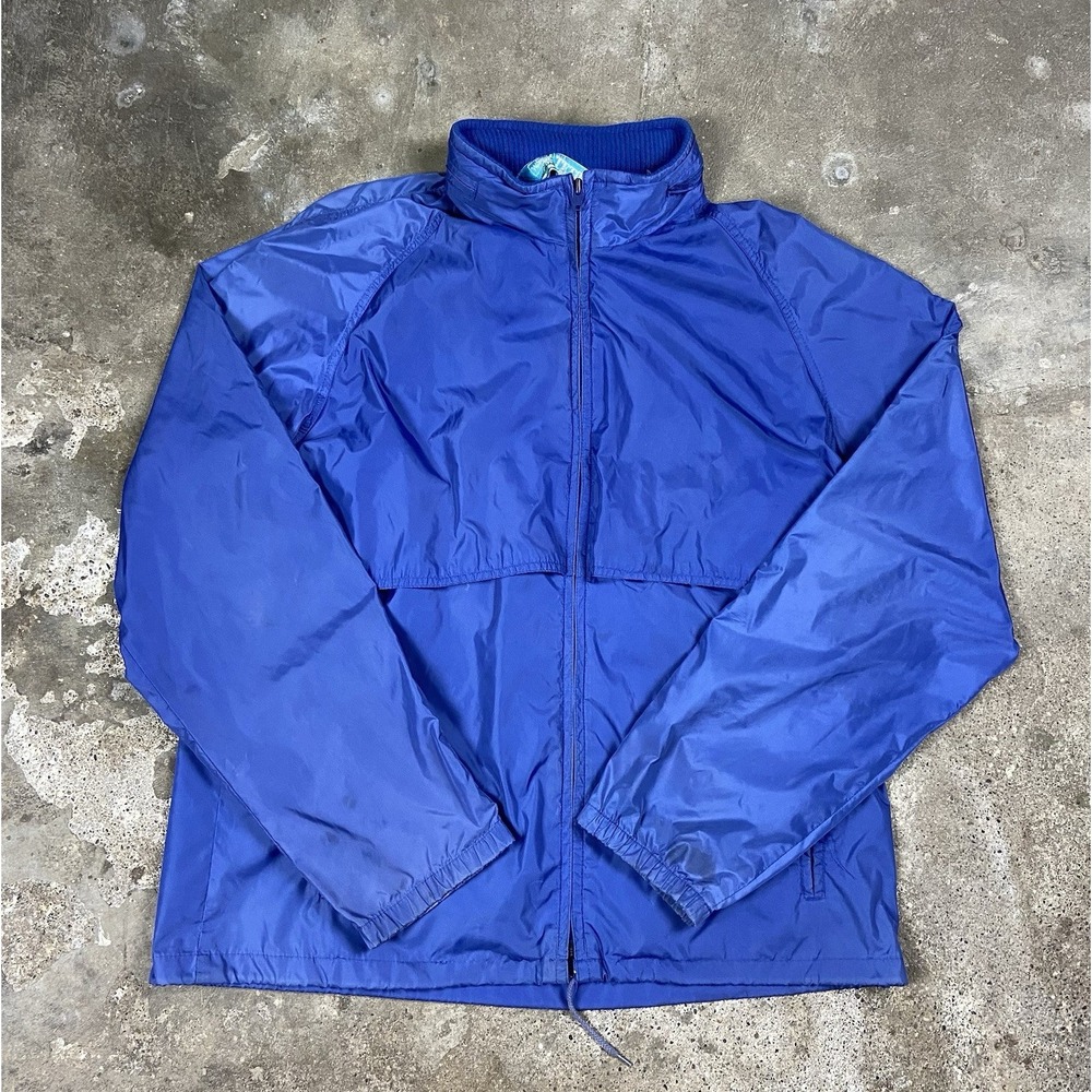 Vintage 90s Woolrich Windbreaker Jacket Size Medium Blue Lightweight Full Zip